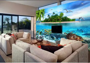 Custom Foto tapetų Kambarį Šviežių sala, kokosų palmių smėlio moters kambarį, miegamąjį, TV foną sienos