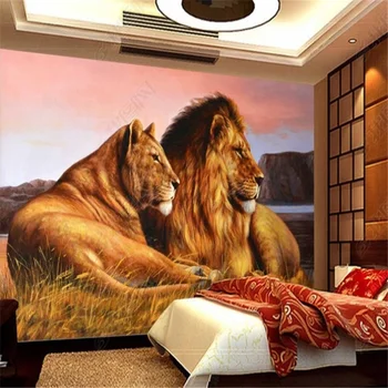 Sienų Tapetai Kambarį Afrikos pievose Sienos Popieriaus Namų Dekoro liūtas TV Foną, dekoratyvinis dažymas papel de parede