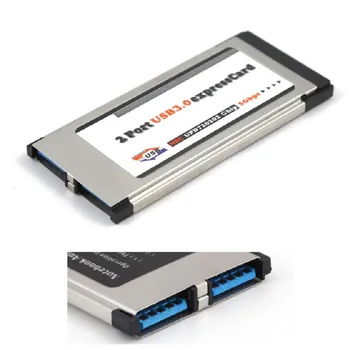 ExpressCard 34mm 2 prievadai USB 3.0 5Gbps Express Card Adapteris Nešiojamas kompiuteris Notebook NEC