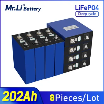 Ponas Li 8PCS 3.2 V 200Ah 202Ah Lifepo4 Baterija Ląstelių 12V 24V 202AH Įkraunamos Baterijos, Saulės energijos sistemos tiekimo UPS