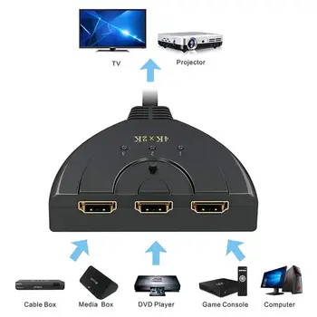 4K*2K 3D Mini 3 Port HDMI suderinamus 1.4 Jungiklis 4K Switcher HD Splitter 1080P Vaizdo Adapteris DVD HDTV Xbox360 PS5