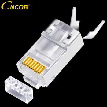 CNCOB 30pcs Kačių 7 RJ45 Tinklo Kabelio Jungtis Cat6a Kristalų Plug Shield FTP rj-45 Modulinės Jungtis, Ethernet Tinklo Jungtis