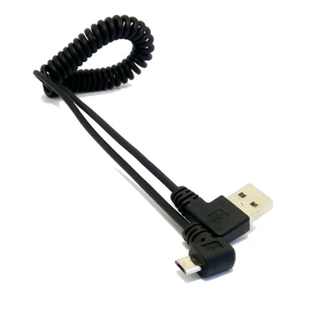 Dviguba alkūnė micro USB spiralės duomenų kabelis V8 