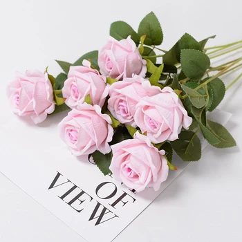 10vnt Dirbtinis Velvet Rose Filialas Gėlių Filialas Modeliavimas Gėlių Puokštė Netikrą Gėlės Namuose Lentelė, Vestuvių Dekoravimas