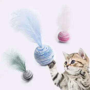NAUJAS Lengvas Putų Kamuolys Plius Plunksnų Mesti Žaislas Funny Cat Interaktyvūs Žaislai Augintinių, Šunų, Kačių Žaislai