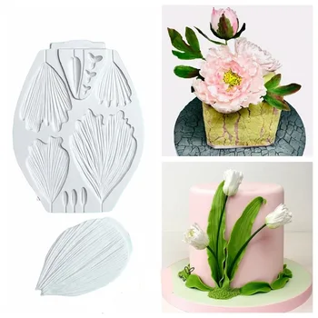 3D Bijūnas Tulip Gėlių Gerbėjų Lelijų Lapų Pumpurų Veiner Silikono Formos Minkštas Šokolado Tortas Dekoravimo Virtuvės Kepimo Įrankiai Dervos Pelėsių