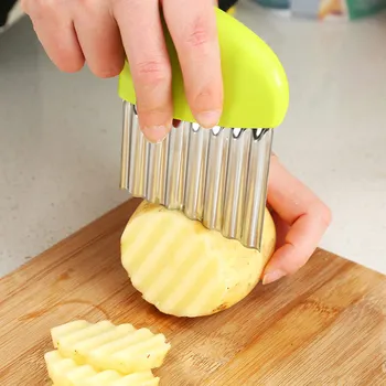 Bulvių Cutter Chip Prancūzijos Mailius Maker Nerūdijančio Plieno Banguotu Peiliu Bulvytės Chopper Vaisių, Daržovių Peilis Virtuvės Reikmenys