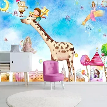 Milofi užsakymą 3D tapetai, freskos ranka-dažytos cartoon vaikų kambarys fono sienos kambarį miegamasis apdailos dažymo wa