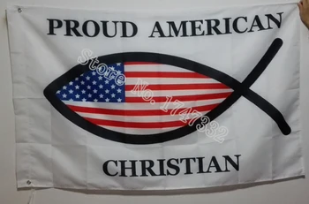 Didžiuojamės Amerikos Krikščionių Vėliavos Religinių Vėliavos karšto parduoti prekes 3X5FT 150X90CM Custome Reklama žalvario metalo skyles