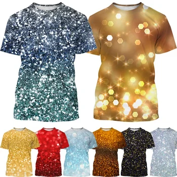 Naujas Mados vyrų ir moterų Blizgios spalvos 3D Spausdinimo T-Shirt Juokinga Asmenybė Atsitiktinis Unisex Trumpas Rankovės XXS-6XL