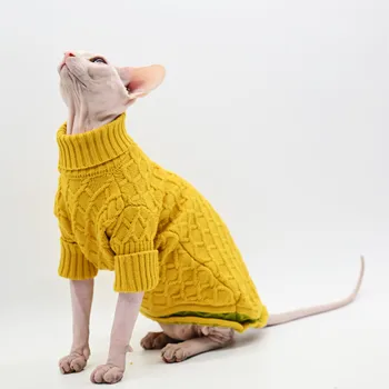 Pet megztinis Sfinksų Kačių kailis minkštas megzti aukštosios mados sutirštės beplaukiai katė drabužius Šiltas žiemą katės kailis Ruduo/Žiema