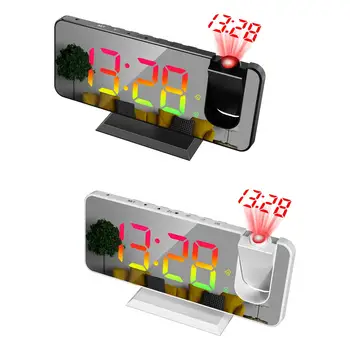 Projekcijos Laikrodis Dual Laikrodis Skaitmeninis Pritemdomi Veidrodinį 12/24H USB
