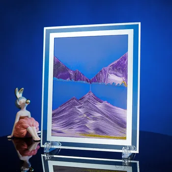 Judančios Smėlio Meno Vaizdą Aikštėje Stiklo 3D smėlio laikrodis Giliai Jūros Sandscape Judesio Ekrane Teka Smėlio Rėmas Namų Dekoro