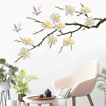 60*100CM Kinų Stiliaus Gėlių Vinilo Sienos StickersLiving Kambarys Miegamasis Namų Dekoro Plakatas 3D Tapetai
