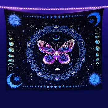 Psychedelic liuminescencinės gobelenas star liūtas liuminescencinės gobelenas vidaus apdaila, estetinės gobelenas šviesos hipių gobelenas