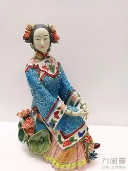 Vasaros pradžioje lotus mergina Lin Weidong senovės grožio Shiwan lėlės, keramika mergautinė Miss mergina Grožio paveikslas, Skulptūra, statula Home art