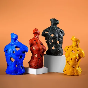 Abstrakti Šiuolaikinės Akinti Spalva Pusę Kūno Rankdarbių Skulptūra Namų Puošybai Ornamentu Dervos Statula Apdailos Artware Baldai