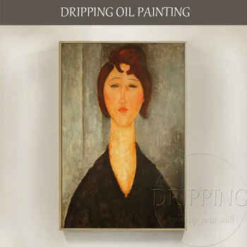 Aukštos Kokybės Sienų Kūrinys Portretas Jauna Moteris, Amedeo Modigliani Naftos Tapyba ant Drobės Garsaus Jauna Moteris, Aliejus, Tapyba