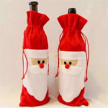 12 Vienetų Raudonojo Vyno Butelio Dangtelį Maišeliai Kalėdų Stalo Dekoravimas Namuose Šalis Dekoro Santa Claus