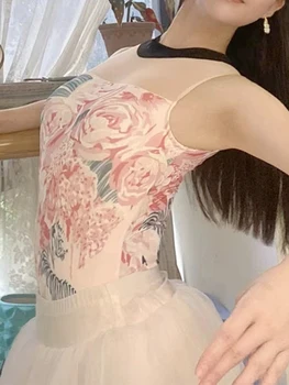 Suaugusiųjų rankovių baleto onesie Gimnastikos triko spausdinti baleto onesie mokymo suknelė Gimnastikos suknelė