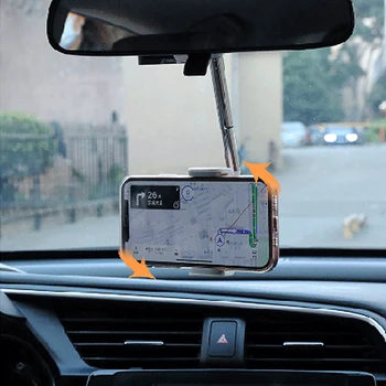 Automobilio galinio vaizdo Veidrodėlio Tvirtinimą Telefono Laikiklis GPS Sėdynės Išmanusis Telefonas Laikiklio Stovas Reguliuojamas Parama