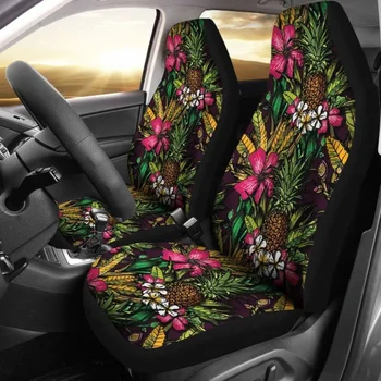 Havajai Ananasų Atogrąžų Hibiscus Automobilių Sėdynių užvalkalai 8,Pakuotėje 2 Universalus Priekinės Sėdynės Apsauginis Dangtelis
