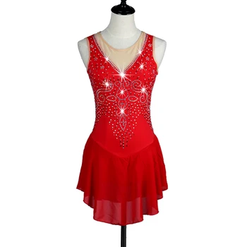 Dailiojo Čiuožimo Suknelė Moterims mergina Ledo Čiuožimo Suknelė raudona Gimnastika Kostiumas užsakymą kalnų krištolas B028