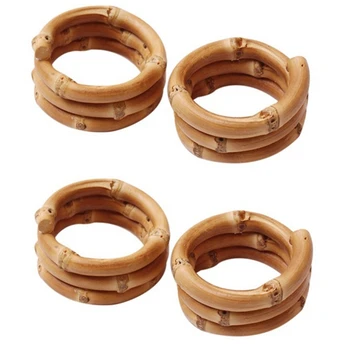 Medienos, Bambuko Servetėlių Žiedai Rinkinys, 4, Rankų Darbo Rotango Servetėlių Laikiklį Žiedai Stalo Dekoracijos Vestuvėms