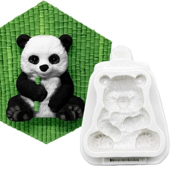 Panda Bambuko Silikono Formos Sugarcraft Šokoladinių Keksiukų Kepimo Formą Minkštas Tortas Dekoravimo Įrankiai