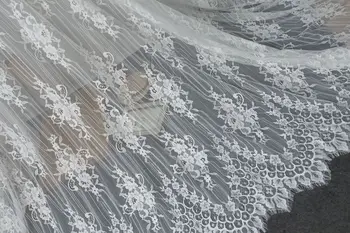 Europos stiliaus Prabangus vestuvių suknelės nėrinių audinio blakstienų chantilly nėrinių! Off balta, Juoda sandėlyje