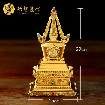 Vario Amatų Stupa Tibeto Budistų stupa prekių Bodhi pagoda 6inch aukso bauda apdailos Buda bokštas gali įdiegti rezervuaras