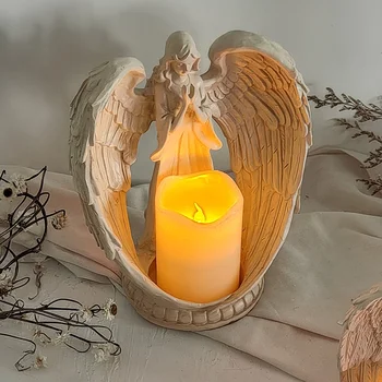 Led Meldžiasi Angelas Žvakių Laikiklis Elektroninė Žvakidė Ornamentu Angelo Sparnus Statula Kalėdos Namuose Amatų Kalėdinė Dekoracija