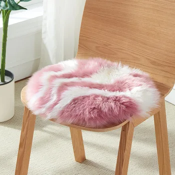 Avių odos pagalvėlės žiemą šiltas sutirštės kėdė pagalvėlė mielas pliušinis kėdė pagalvėlė rausvos spalvos, apvalios pagalvėlės gerai ir sklandžiai