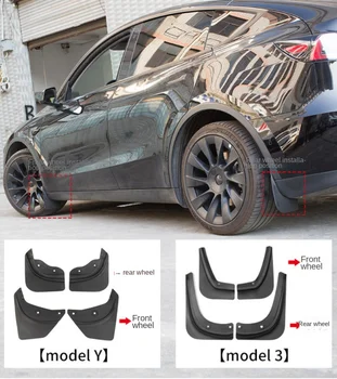 Už Tesla Model 3 Y Purvo Atvartais Splash Apsaugai Purvasargių Priekinis Sparnas Galinis Raštas Lenktynių Automobilių Mudflaps