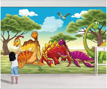 tapetų 3 d custom freska ant sienos Juros periodo Dinozaurų Parkas Miško Žolės Vaikų Kambario dekoro foto Tapetai daigyną