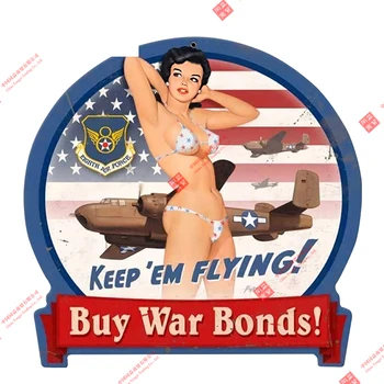 Asmenybės Lango Lipdukas Retro B-25 Karo Obligacijų Turas Reklama Pin-Up Girl Automobilių Stilius Vandeniui 3D Automobilių Lipdukai