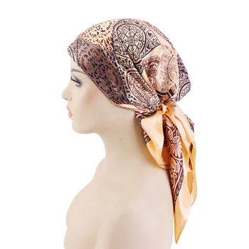 Paisley Modelio Satino Skarelė Gėlių Aikštėje Nosinė Musulmonų Pareo Kaklo Duslintuvo Hijab Moterų Headwrap Marque Priedai