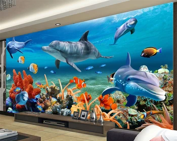 beibehang Užsakymą 3D Sienų Tapetai Vaikas Povandeninė Delfinų, Žuvų Tapetai, Fonas, tapetai, sienų ir 3 d tapety