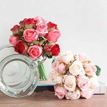 24pcs Dirbtinių Rožių Žiedai, Vestuvių Puokštė Tailando Royal Rose Šilko Gėlės Namų Puošybai Vestuves Dekoras - 12pcs Rose Red