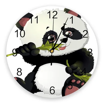 Gyvūnų Mielas Panda Bambuko Sieninis Laikrodis Namų Dekoro Silent Modernaus Dizaino Sieninis Laikrodis Kambarį Dekoro Sienos Skaitmeninis Laikrodis