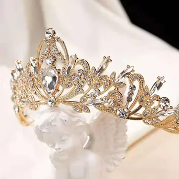 Elegantiškas Retro Juoda Vestuvių Vainikėliai Lydinio Princesė Karalienė Tiara Gimtadienio Plaukų Juosta Moterų Plaukų Aksesuarai, Vestuvių