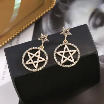 2020 Naujas Mados Fine Jewelry Apakinti Cirkonis Perlas Star Ratu Geometrijos Lašas Auskarai Moterims kolczyki oorbellen E-198
