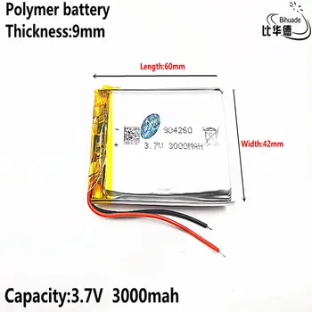 Geras Qulity 3.7 V,3000mAH 904260 Polimeras ličio jonų / Li-ion baterija tablet pc BANKAS,GPS,mp3,mp4
