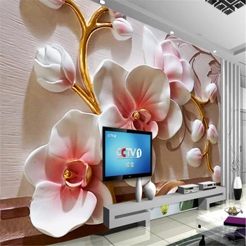 Custom Sienų Tapetai Modernus Ir Paprastas 3D Phalaenopsis Gėlių Fone, Sienų Tapyba