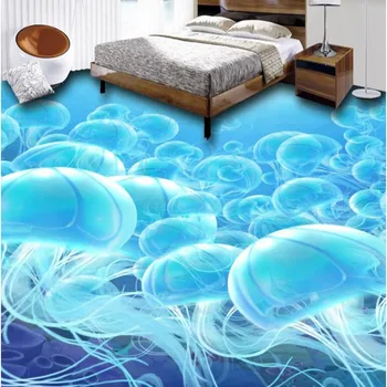 beibehang Užsakymą grindys 3D povandeninio pasaulio medūza 3D grindų dažų storio pvc dėvėjimuisi atsparios medžiagos.